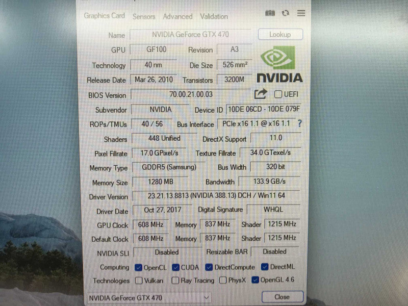 EVGA GeForce GTX 470 1280MB +