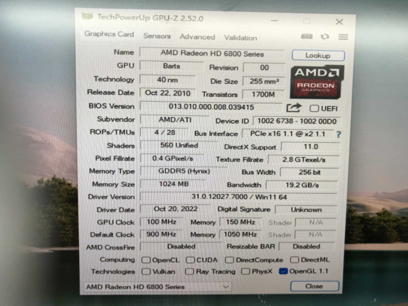 AMD Radeon HD 6870 1GB DDR5 GPU  +