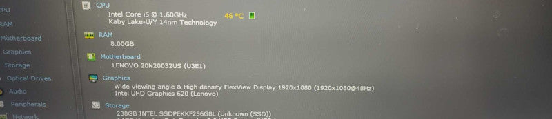 Lenovo Thinkpad T490 Laptop i5-8265U 8 GB RAM 256GB SSD  )