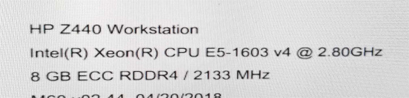 HP Z440 Workstation Xeon E5-1603(v4) 2.80GHz/8GB ECC, Quadro K620, NO HDDs ~