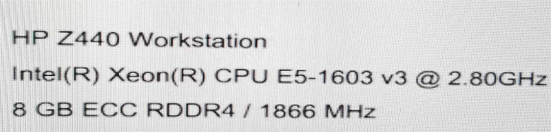 HP Z440 Workstation Xeon E5-1603(v3) 2.80GHz/8GB ECC, Quadro K620, NO HDDs ~