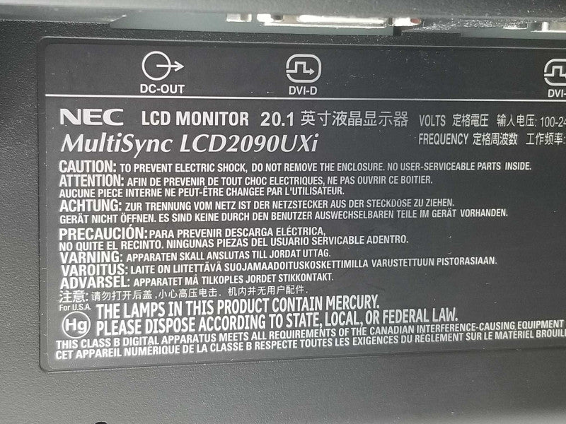 NEC MULTISYNC LCD2090UXi 20.1\\" COLOR-CRITICAL DESKTOP MONITOR with stand _