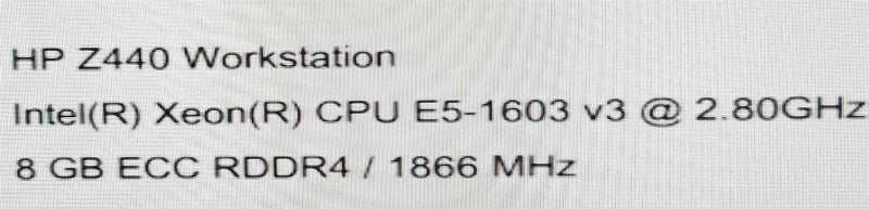 HP Z440 Workstation Xeon E5-1603(v3) 2.80GHz/8GB ECC, Quadro 2000D, 400GB SSD ~