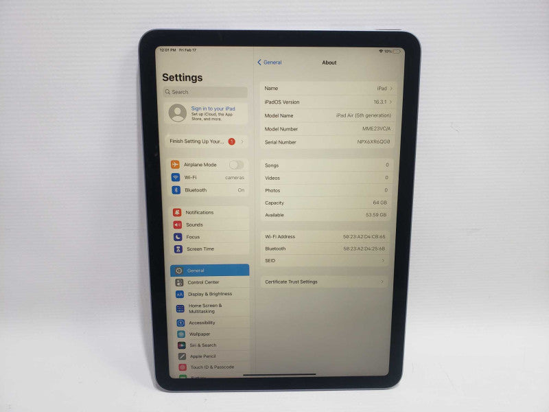 Apple iPad Air 5th Gen. 64GB, Wi-Fi, Grey 10.9\\" A GRADE  )