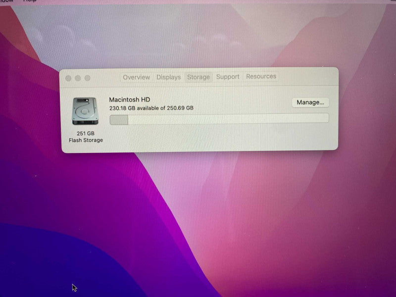 MacBook Pro 13-inch 2016 with Intel i5 CPU 8GB RAM & 250GB Storage  -