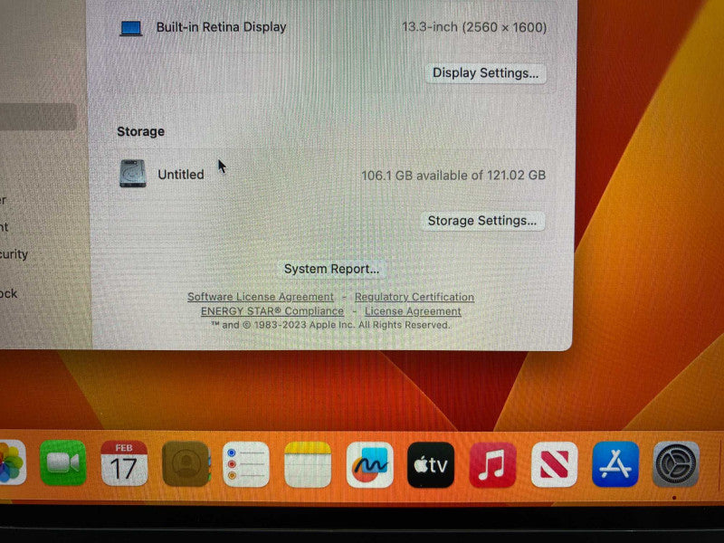 MacBook Pro 13-inch 2017 with Intel i5 CPU 8GB RAM & 120GB Storage  -