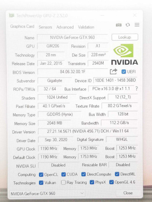 Gigabyte GTX960 OC 2GB, GV-N960OC-2GD, 100% TESTED ~