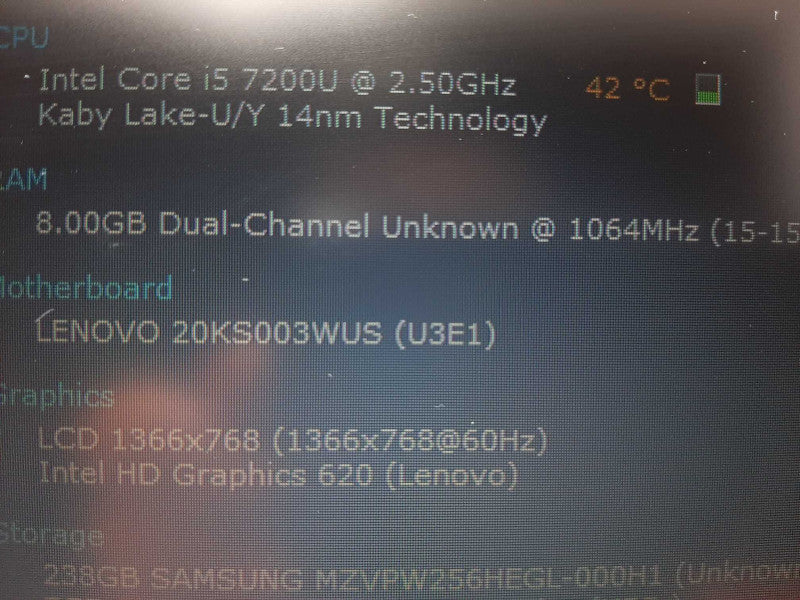Lenovo ThinkPad E590 15.6\\" i5-7200U @ 2.5GGHz 8GB DDR4 256GB NVme $