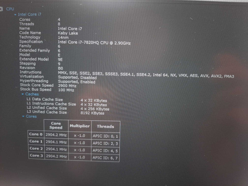 Dell Precision 5520 15.6\\" i7-7820HQ @ 2.9GHz 8GB DDR4 256GB SSD $