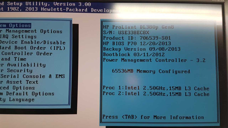 HP Proliant DL380P Gen8 2x Xeon E5-2640 @ 2.50ghz / 64gb ram / P420i Ctrl # #