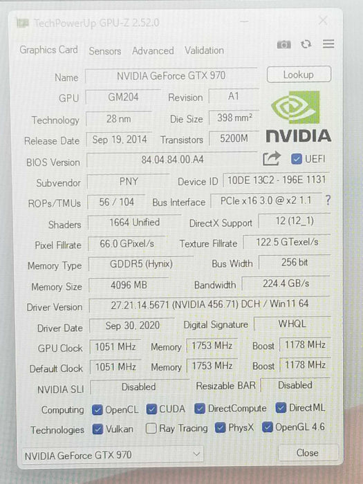 PNY GeForce GTX 970 4GB GDDR5 PCIE 256-Bit GRAPHICS CARD GPU, 100% TESTED, QTY ~