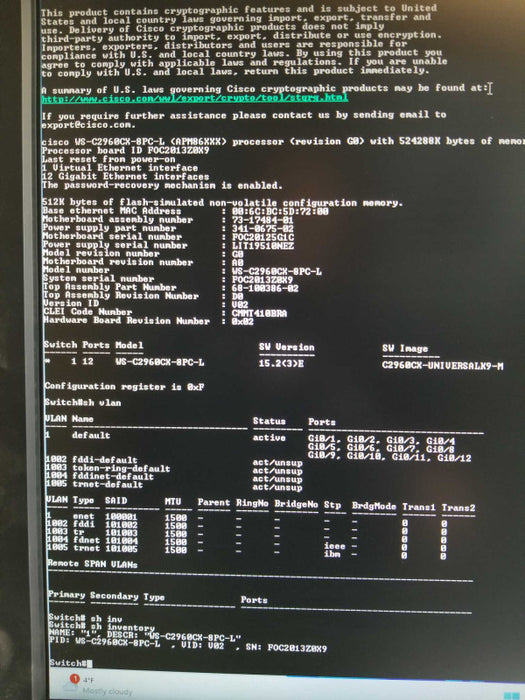 Cisco Catalyst WS-C2960CX-8PC-L 8-Port Gigabit Ethernet PoE+ Compact switch _