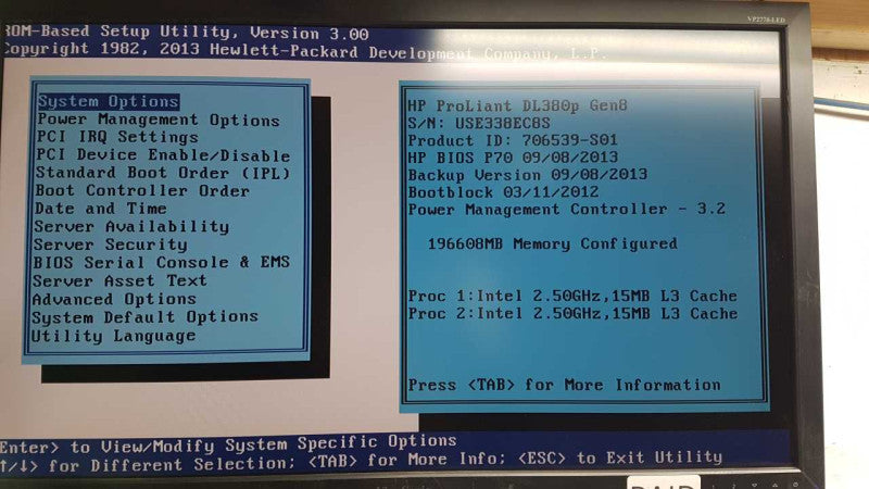 HP proliant DL380p Gen8 2x Xeon E5-2640 @ 2.50ghz / 192gb ram / P420i Ctrl #