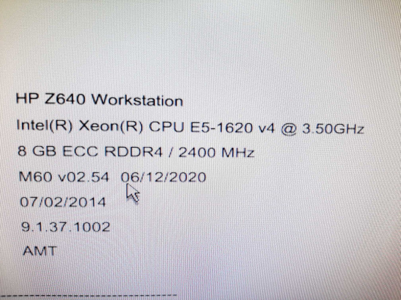 HP Z640 Workstation E5-1620 v4 @ 3.5GHz 8GB ECC RDDR4 No GPU No HDD $
