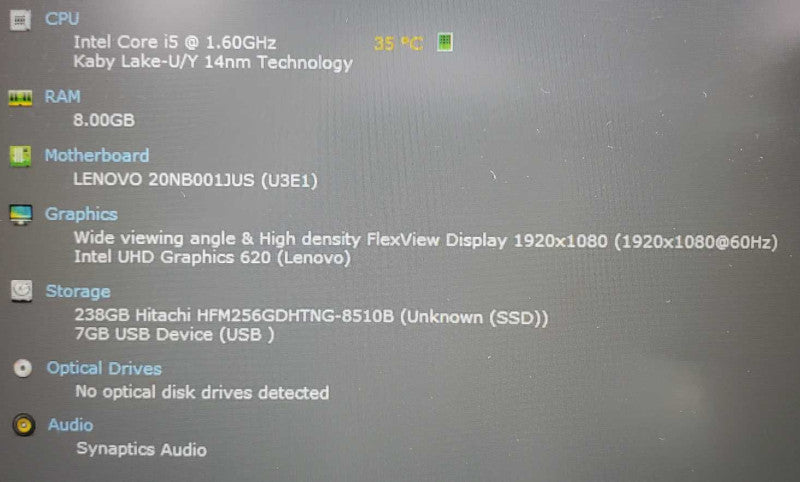 Lenovo ThinkPad E590 15.6\\" Core i5-8265U @ 1.6GHz 8GB DDR4 250GB SSD (