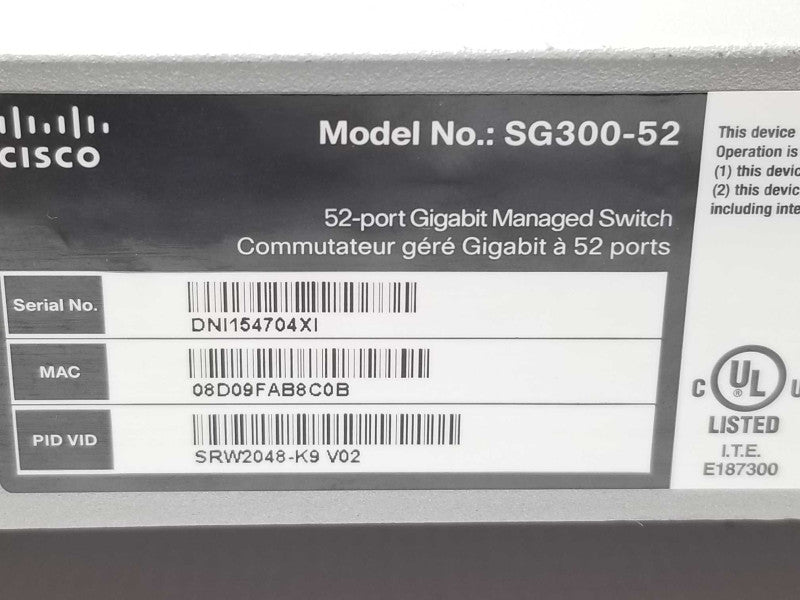 Cisco SG300-52 52-Port Gigabit Managed Switch SRW2048-K9 _