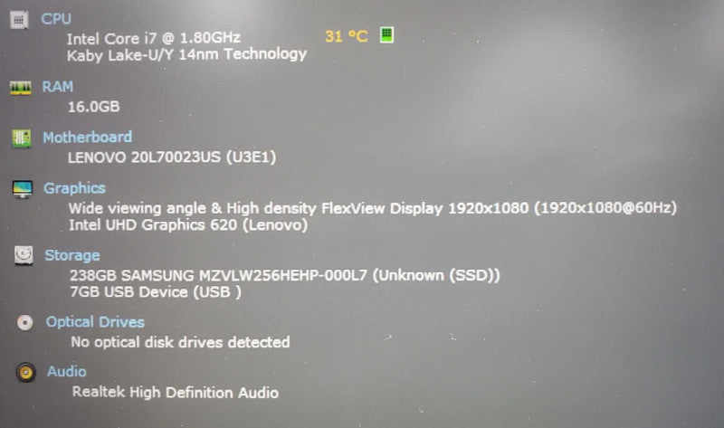 Lenovo T480s Core i7-8550U @ 1.8GHz 16GB DDR4 250GB SSD [Touchscreen] (