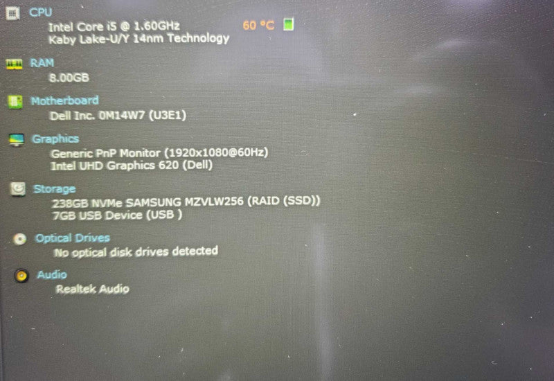 Dell Latitude 5500 Core i5-8365U @ 1.6GHz 8GB DDR4 250GB SSD [Read] (
