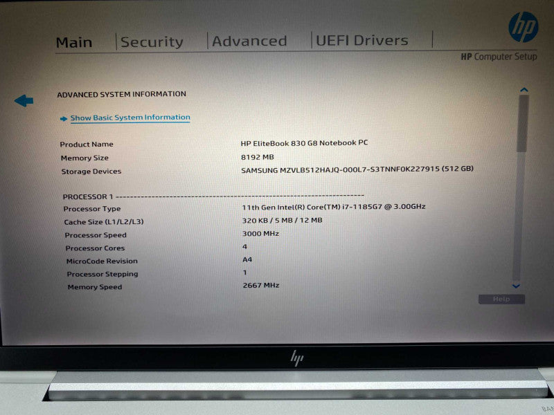 13\\" HP EliteBook 830 G8 with i7-1185G7 CPU 8GB RAM & 512GB NVMe Storage  -