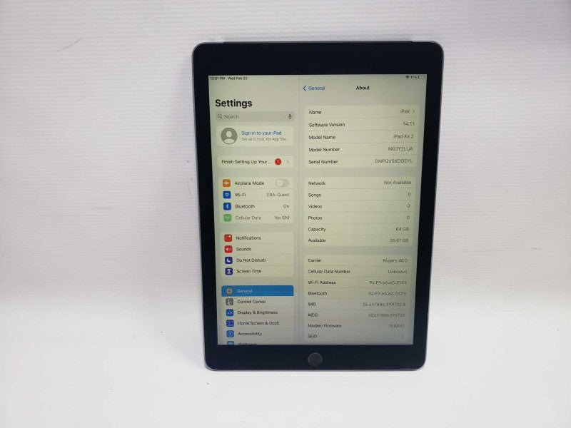 Apple iPad Air 2 A1567 (WiFi + Cellular Unlocked) 64GB Space Grey *READ* )