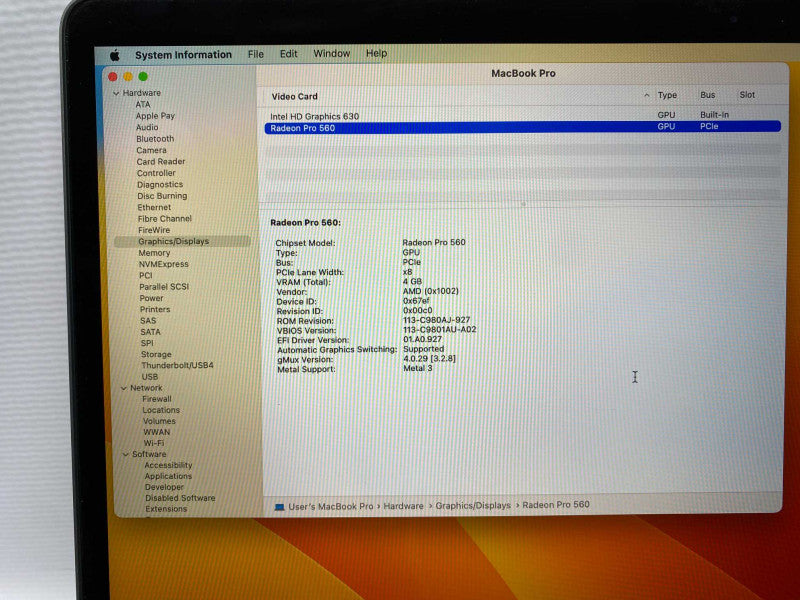 2017 MacBook Pro 15-inch TouchBar Intel i7 CPU 16GB RAM & 500GB Storage READ  -