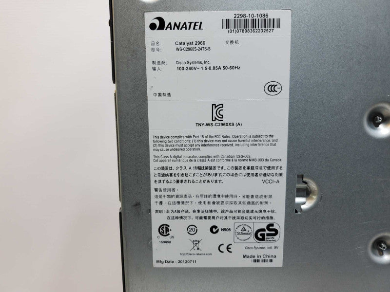 Cisco WS-C2960S-24TS-S 24 Port Gigabit LAN Lite Switch [Factory Default] (
