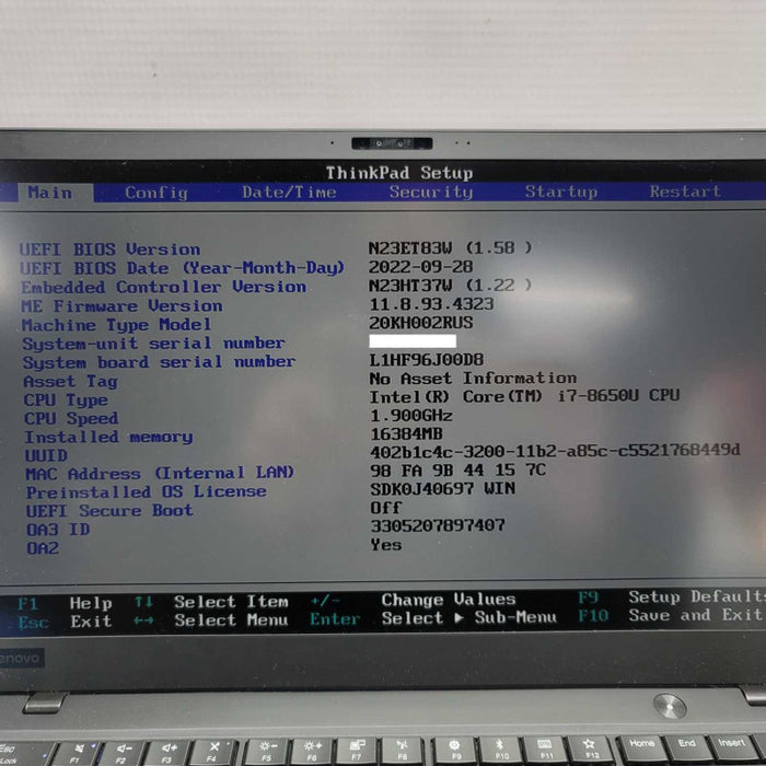 Lenovo ThinkPad X1 Carbon Gen 6 14\\" i7-8650U 16GB RAM - READ =