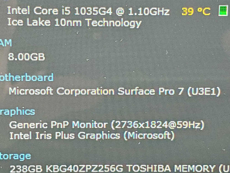 Microsoft Surface Pro 7 i5-1035G4 8GB RAM 256GB Storage (AS-IS) |