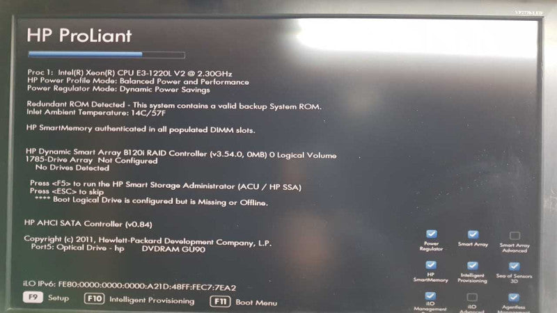 HP Proliant microserver G8 Xeon E3-1220L V2 @ 2.30ghz / 16gb ram / B120i Raid #