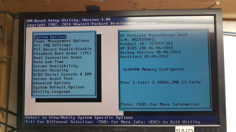 HP Proliant microserver G8 Xeon E3-1220L V2 @ 2.30ghz / 16gb ram / B120i Raid #
