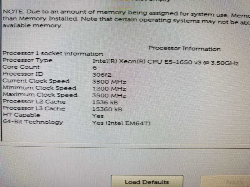 Dell Precision T5810 Xeon E5-1650(v3) 3.5GHz 6cores, NO RAM, NO HDD, NO GPU ~