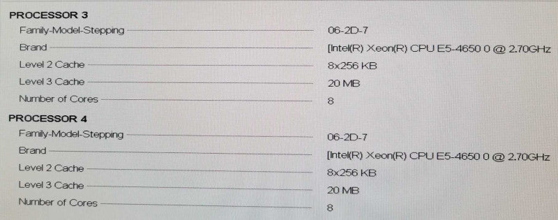 Dell PE R820 4x E5-4650 2.70Ghz 8C/128GB, NO RAID, No HDDs, 2x PSUs ~