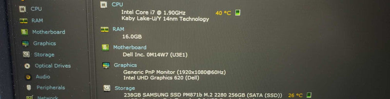 Dell Latitude 5500 i7-8665U 1.9GHz 16GB RAM 256GB M.2 SSD )