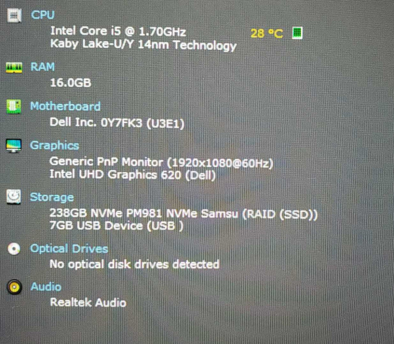 Dell Latitude 5424 Rugged 14\\" Core i5-8350U @ 1.7GHz 16GB DDR4 250GB SSD NVME (