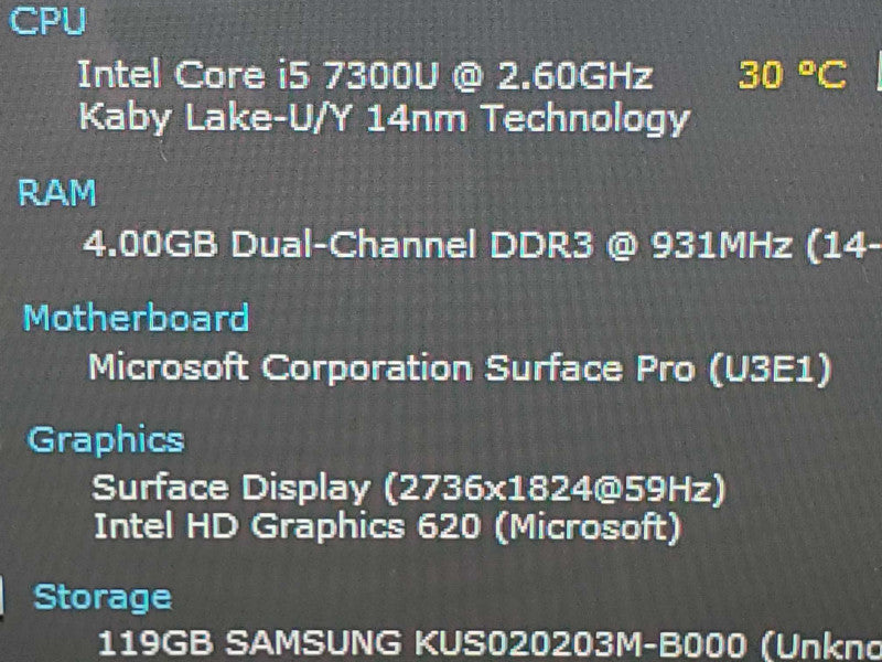 Microsoft Surface Pro 4 (1724) i5-7300U 4GB RAM 128GB Storage |