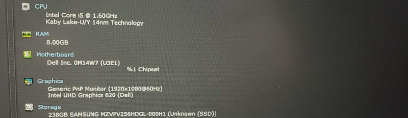Dell Latitude 5500 15.6\\" Laptop i5-8365U 1.60GHz 8GB RAM 256GB M.2 )