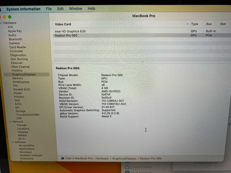 MacBook Pro 15-inch TouchBar 2017 with Intel i7 CPU 16GB RAM & 500GB Storage -
