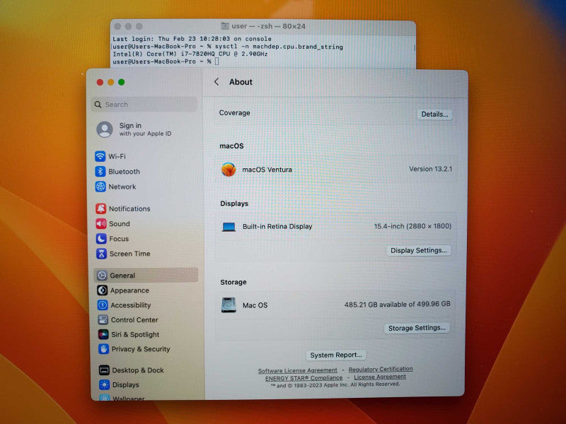 Macbook Pro 2017 15" Core i7-7820HQ @ 2.9GHz 16GB DDR3 500GB SSD [Read] (