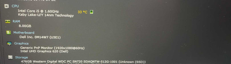 Dell Latitude 5500 i5-8365U 8 GB RAM 500 GB SSD )