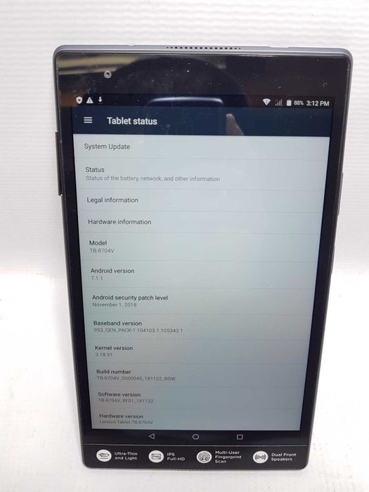 Lenovo TB-8704V Tab 4 8 Plus Tablet 16GB Carrier Unlocked Factory Reset #