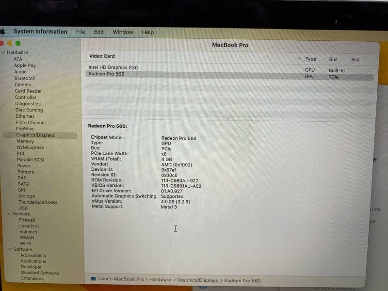 MacBook Pro 15-inch 2017 with Intel Core i7 CPU 16GBB RAM & 500GB Storage READ -