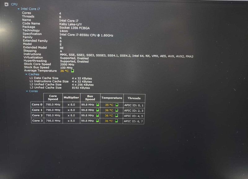 Lenovo ThinkPad E580 i7-8550U 8GB RAM 250 GB SSD *READ* )