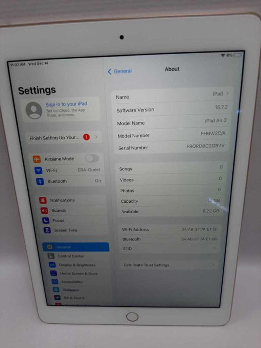 iPad Air 2nd Generation Rose Gold 16GB Unlocked