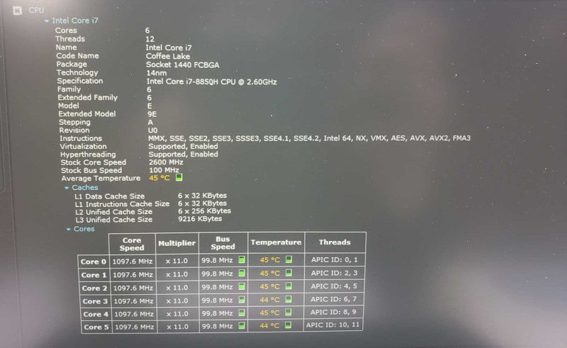 Dell latitude 5491 i7-885QH 8 GB RAM 250 GB SSD *READ* )