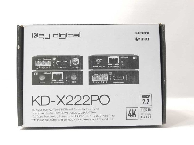 Key Digital KD-X222PO Power Over HDBaseT / HDMI CAT5e/6 Extender Kit _