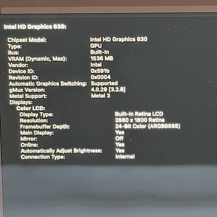 2017 MacBook Pro 15-inch TouchBar with Intel i7 CPU 16GB RAM & 500GB Storage =