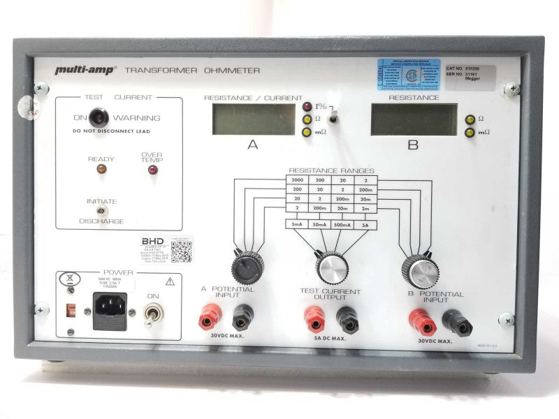 Megger 830280 Multi-Amp Transformer Ohmmeter, Read _