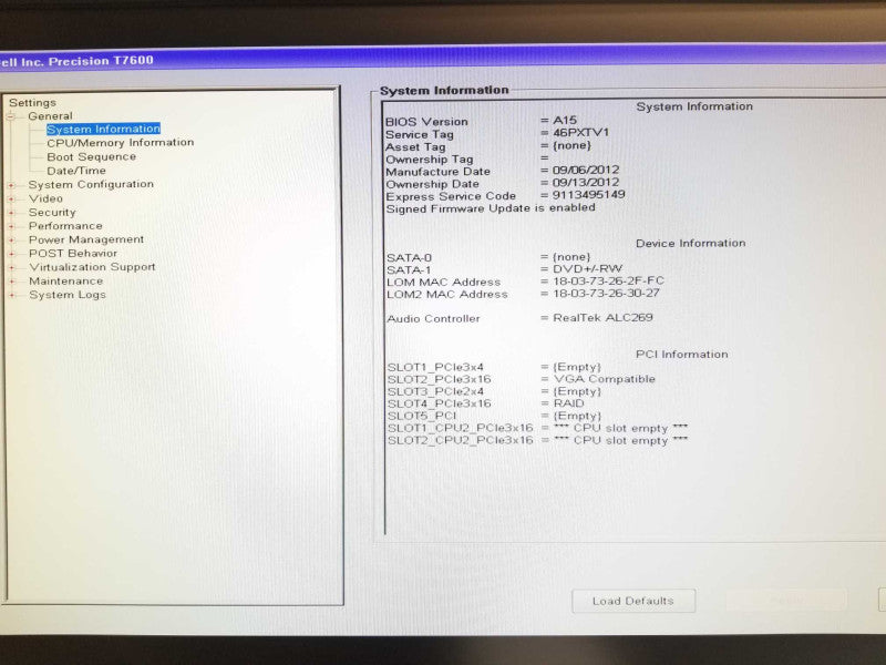 Dell T7600 WS, 1x Xeon E5-2620 2.0Ghz 6C, 32GB RAM, Quadro 4000, PERC H310 _