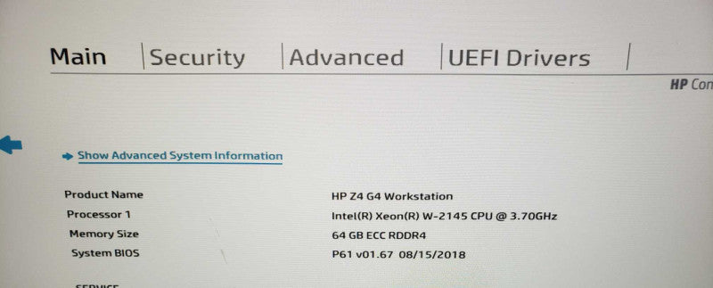 HP Z4 G4 Workstation Xeon W-2145 @ 3.70 GHz 64 GB RAM Nvidia P620 *READ* )