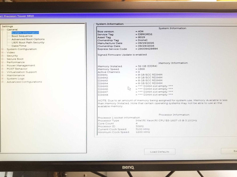 DEll Precision T5810, Xeon E5-1607v3 3.1GHz, 32GB DDR4, FirePro W7100, Read _